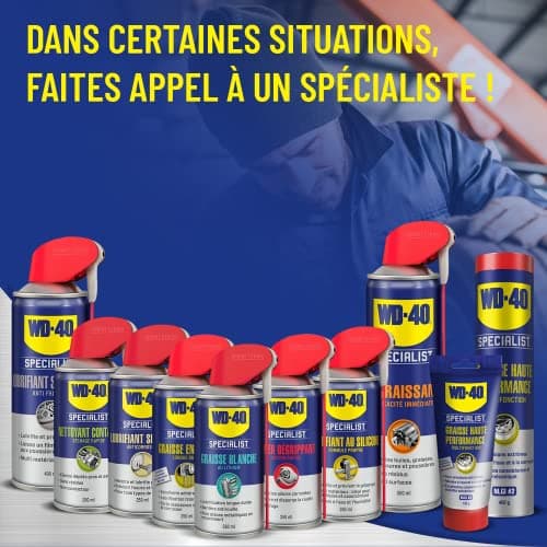 WD-40 Specialist • Lubrifiant Au Silicone • Spray Double Position • Formule Propre • Isolation contre l'humidité • Comptatible tous métaux, plastiques, caoutchoucs et bois • 400Ml