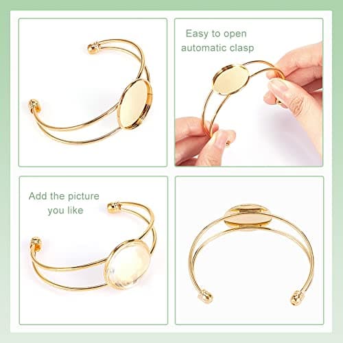 PH PandaHall Lot de 10 bracelets réglables en laiton - Lunette - 25 mm - Pour la fabrication de bijoux, bracelets, travaux manuels