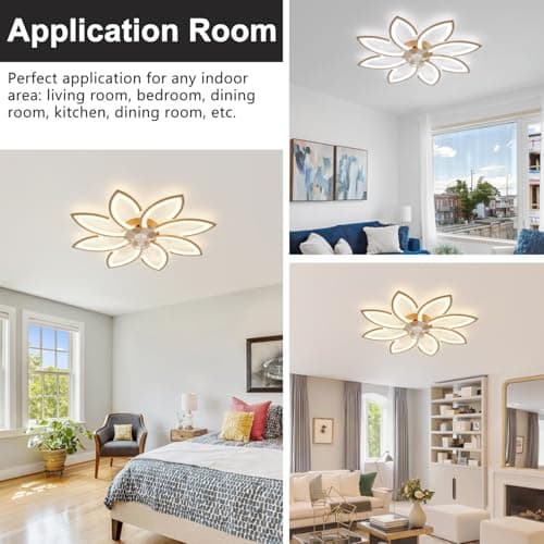 YUNLONG 90 cm Ventilateur de Plafond avec Télécommande avec éclairage Salon Luminaire Ventilateur Plafonnier Dimmable Lampe Ventilateur Silencieux Moteur DC Réversible 6 Vitesses pour Chambre,Or