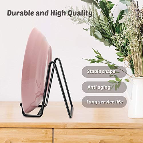 Mocoosy 2pcs Supports de Plaque pour Affichage- 4 Pouces Support de Plaque Noir Le Fer Chevalet Support de Plaque Présentoir d'image Supports de Cadre en métal pour Photo, Vaisselle et Art de Table
