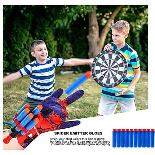 PTBWS Gant de Lanceur Spiderman, 2 Set Gant en Plastique, Jouets de Poignet Lanceur de héros d'araignée, pour Enfants pour la fête de Cosplay (B)