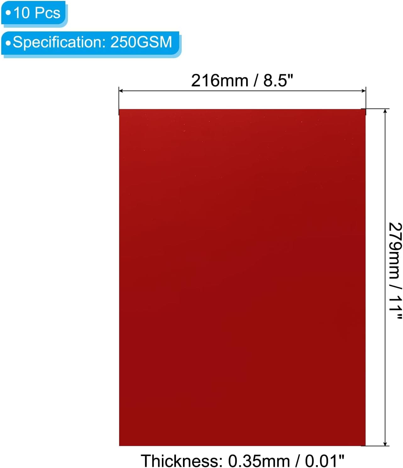 PATIKIL Feuilles de Carton Miroir Métallique 12" x 8.5" Pour Scrapbooking | Lot de 10 Feuilles de Carton Rouge en Papier Aluminium Réfléchissant de 250gsm, Affiches Bricolage