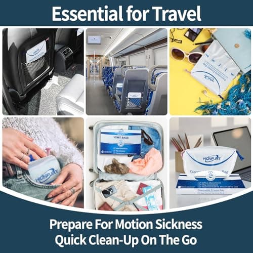 Hionfurt Absorbants Sacs à vomi Zéro Odeur, 26 packs Transforme Le Vomi en Gel,sac a vomi, Sacs Nausées Portables de 900 ml Pour le Mal de Transport,sac vomissement voiture