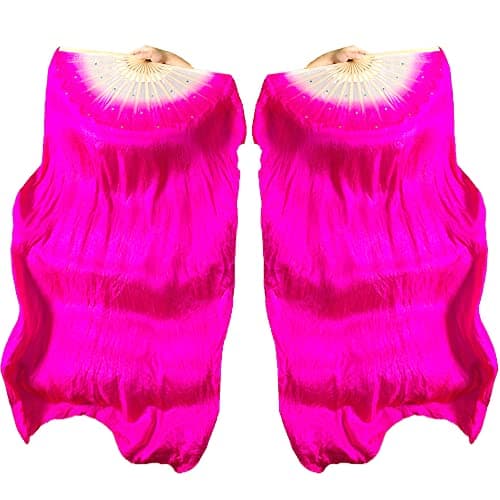 Hayaww 1 Paire Danse du Ventre Voiles, Danse éVentails De Danse du Ventre éVentail Voile De Danse du Ventre, 1.8 m, pour Les Grands Spectacles, RéPéTitions, Divertissements (rose rouge)