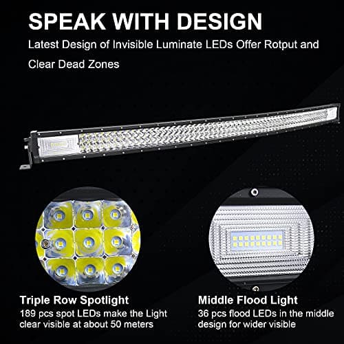 SKYWORLD 134 cm 675W Barre Lumineuse LED Lampe de Travail Incurvé Combo Faisceau de Spot D'inondation DC 12V-24V 6000K avec Faisceau de câbles Atvs Utvs 4x4 Camion Tracteur Offroad Véhicules