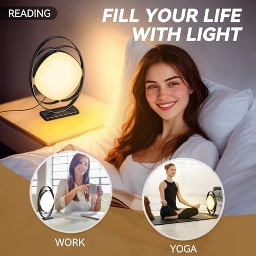 Lampe lumière du jour, lampe de luminothérapie 10000 Lux sans UV,lumière du jour avec 3 températures de couleur,4 minuteries,5 intensités lumineuses réglables,lampe solaire fonction mémoire(Noir)