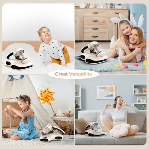JIGOO S100 Aspirateur Matelas Anti Acariens avec Lumière UV, Punaise de Lit Élimine 99% des allergènes, capteur d'acariens, Affichage LED, Vibration, ultrasons, pour Allergiques, pour Matelas, Canapés