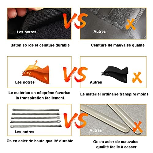 Bingrong Ceinture de Sudation Femme Sport Réglable Ceinture Abdominale Corset Minceur Gaine Amincissante Ventre Plat Néoprène Serre Taille Waist Trainer Body Shaper (Noir, Small)