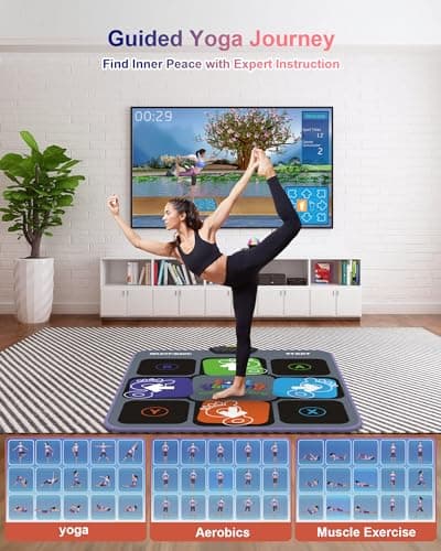 Acelufly Tapis de Danse pour TV avec caméra, Tapis de Jeu antidérapant avec 2 poignées sans Fil et Boule Disco colorée, Jeu de Tapis de Danse pour Enfants et Adultes, Cadeau pour garçons et Filles
