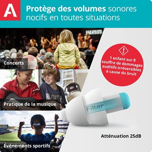 Alpine Pluggies Bouchons d'oreilles : protections auditives pour enfants et petits conduits auditifs - Bouchons étanches adaptés à toutes activités - Hypoallergéniques et réutilisables