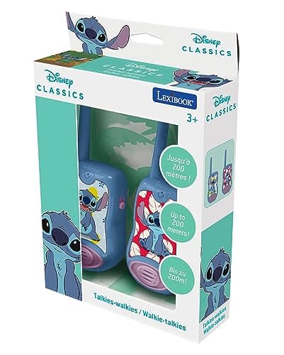 Lexibook, Disney Stitch, Talkies-Walkies 200m, Jeu de Communication pour Enfant, 2 canaux de Communication, Clip Ceinture, Bleu/Violet, TW12D
