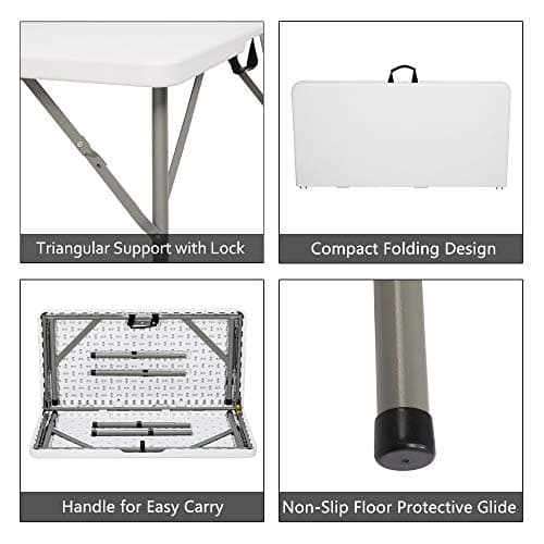LEADZM Table de Camping,86x86x74 cm,Pliante Table de Jardin,Cadres en Acier,Pique-Nique,Barbecue,Intérieur Extérieur