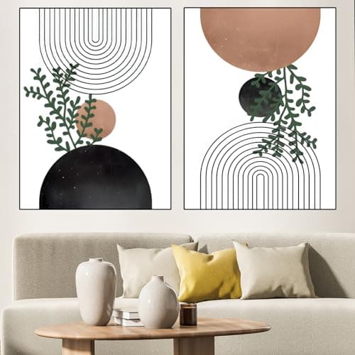 WZXGHE Tableau mural abstrait, motifs de plantes, sur toile, style bohème, image moderne pour chambre à coucher, sans cadre, B, 2 x 30 x 40 cm