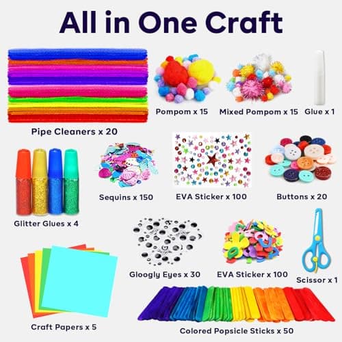 Kit de bricolage pour enfants de 4, 5, 6, 7 ans : matériel de bricolage coloré loisir creatif enfant, activites manuelles pour enfants avec papier coloré, mousse, yeux mobiles.kit creatif enfant