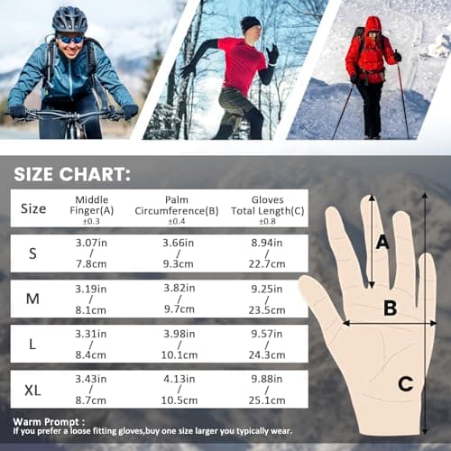 LERWAY Gants d'hiver Chauds à Ecran Tactile Noirs pour Hommes Femmes Gants Antidérapants Coupe-Vent Gants pour Sports Course Conduite VTT Escalade Randonnée Résistants à l’Eau