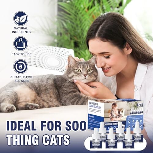 Pheromones Chat PhéRomones Pheromone Calmant Diffuseur Anti Stress Apaisant Prise pour Apaiser Chats Conflit FéLines Relaxantes Calmantes Agité Stressé 6 * 48ml Recharges Insipide