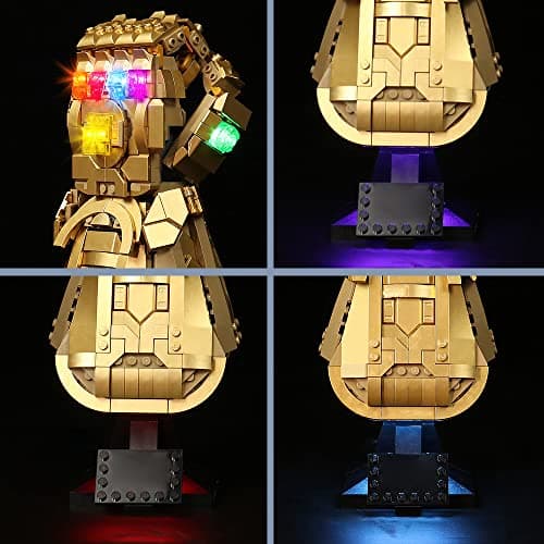 Jeu d'éclairage LED pour Lego 76191 Marvel Le Gant de l’Infini –Thanos, Set d'éclairage LED de décoration pour Lego Thanos Gant avec télécommande RVB, Base de Couleur Interchangeable (No Lego)