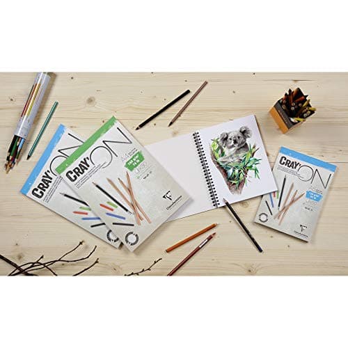 Clairefontaine 975020C Bloc Collé Cray'ON - 50 Feuilles Papier Dessin Blanc au Grain Fin - A4 21x29,7 cm 120g - Idéal pour le Dessin et le Croquis au Crayon
