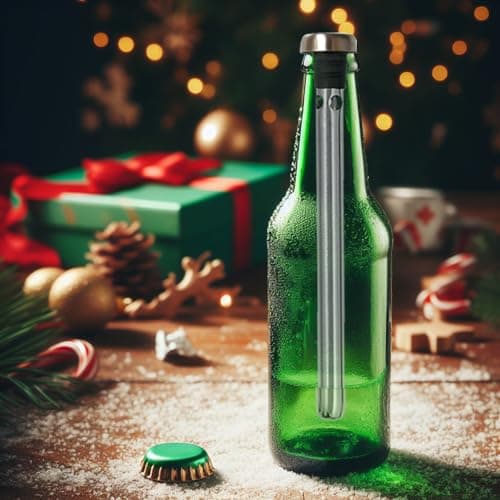 Cadeau Original 2 Refroidisseurs à Vin et à Bière - Accessoire Vin Rafraîchisseur Aérateur et Bec Verseur en Bouteille Plus Élégant Que Seau à Glace - Idée Noël Homme Femme Couple Crémaillère