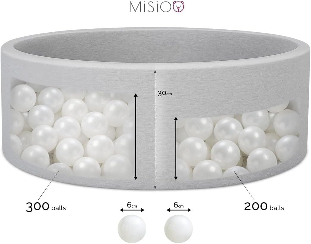 MISIOO Balles pour Piscine à balles - Balles de Piscine à balles - Balles de 6 cm de diamètre - Balles en Plastique fabriquées en 100% polyéthylène Basse densité - Jouet pour bébé