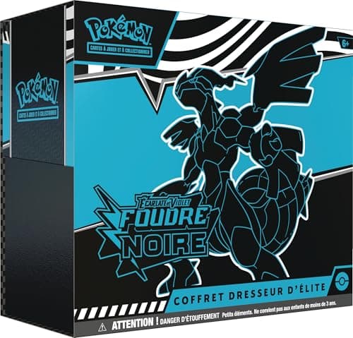 Pokémon : Coffret Dresseur d’élite Écarlate et Violet – Foudre Noire – Zekrom du JCC Pokémon (1 Carte Promo Entièrement Illustrée de Fulguris, 9 Boosters et des Accessoires de Jeu Premium)