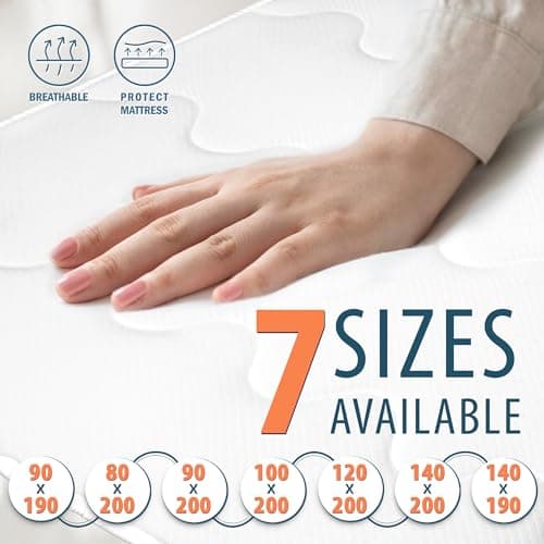 FAM'HOME Premium Protège-Matelas 90x190 cm avec Housse en Microfibre Douce hypoallergénique, sur-Matelas Respirant avec 4 Sangles élastiques aux Coins, hygiénique Blanc avec Surface matelassée