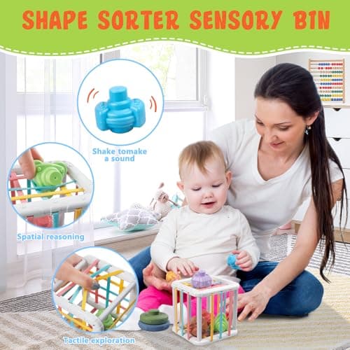 Plunack Jouets Bébés pour 6 à 12 Mois | 4 in 1 Montessori Sensoriel Jouets | Jouet Empilable Bébé | Motricité Cube d'activité Jeux pour Enfants | Jeux Eveil Bebe 1 2 3 Ans Anniversaire Noël Cadeau