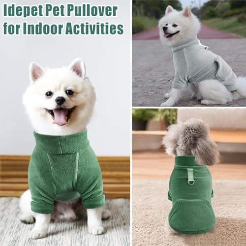 Mosucoirl Pull Chien Hoodie Animaux de Compagnie Manteau Chaud Coton Sweat Shirt Vêtements pour Chiens avec Poches Chien Pull pour Chiens Body (Vert Clair&Vert, XS)