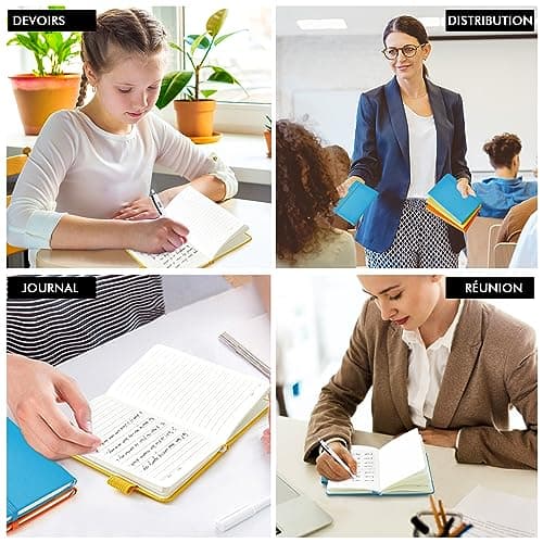 feela 6 Carnet de Notes de Poche A6 avec 6 Stylos Noirs, Page Lignée, Petit Carnet de Poche à Couverture Rigide avec Porte-Stylo, Bloc Note A6 pour Bureau Ecole pour Notes, 9 x 14 cm, Couleurs Unies