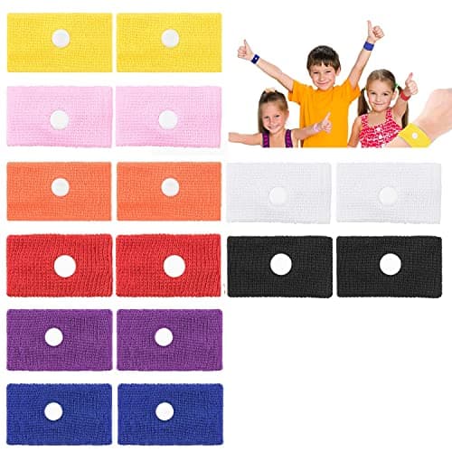 Notherss Bracelet Anti Nausée 8 Paires Bandes sans effets secondaires pour enfants et adultes, mal de voiture, Mal de mer, grossesses et de voyage (couleur aléatoire)