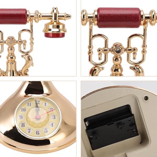 Topyond Réveil Téléphonique Rétro, Réveil Téléphonique Vintage, Réveil Téléphonique Vintage élégant Unique Alimenté par Batterie pour Le Bureau du Café à la Maison(YF020-2) Cadeau Femme