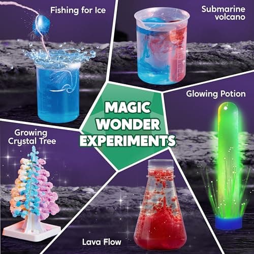 KLEVER Kits 50+ Expériences Scientifique pour Enfants,Jeux pour Enfants Chimie Enfant, Science et Jeu, Cadeau Garcon 10 Ans, Jouet Garcon 7 Ans Arbre de Cristal, Jouets éducatifs Scientifiques