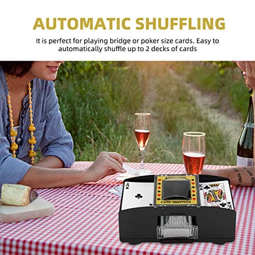 ZONJIE Mélangeur de Cartes Automatique à 2 Plateaux, mélangeur électronique de Cartes de Poker de Casino, Fonctionne avec des Piles USB/AA – Trieur de Cartes à Un ou Deux Jeux de Cartes