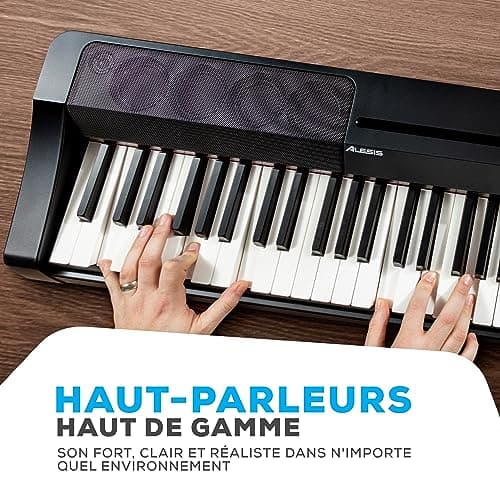 Alesis Recital Grand – Piano numérique 88 touches de taille authentique à mécanique graduée à marteau, 16 sons de clavier piano et enceintes intégrées