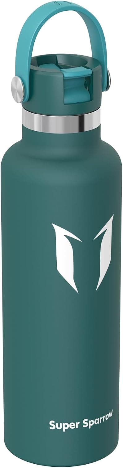 Sparrow Gourde Isotherme 500ml/750ml/1L/1.2L FlipFlow Bouteille Inox Paille