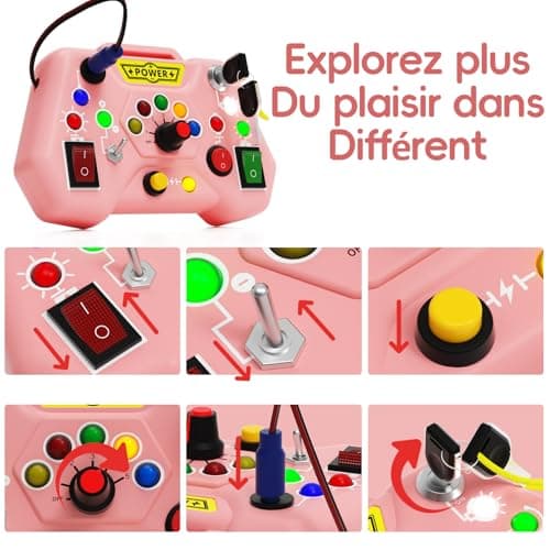 Yitical Montessori Jouet Bebe 1 an LED Busy Board, Jeux Enfants de Motricité avec 8 Interrupteurs LED, D'éveil Sensoriel Cadeau pour Bébé12 18 Mois 2 3 Ans Garçons Filles