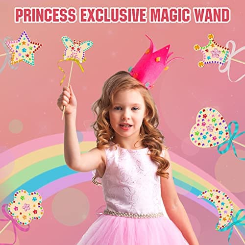 OPUHOHR 18 Set Baguette Princesse en Bois, Baguette Magique Cadeau Princesse Fée Accessoire, Kit de Bricolage pour Anniversaire Fête Cosplay Jouet Jeu de Rôle