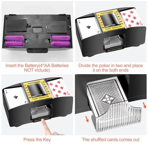 Gvolatee Melangeur de Carte Électronique, Mélangeur de Cartes à Jouer, Trieur de Carte, Card Shuffler 1-2 Ponts, Automatique d'Outil de Mélangeurs de Carte, pour UNO, Poker, Blackjack, Texas Hold'em