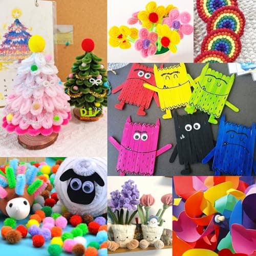 Kit de bricolage pour enfants de 4, 5, 6, 7 ans : matériel de bricolage coloré loisir creatif enfant, activites manuelles pour enfants avec papier coloré, mousse, yeux mobiles.kit creatif enfant