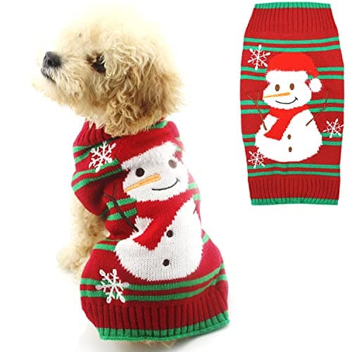 DELIFUR Pull de Neige pour Chien Bonhomme de Neige Noël Nouvel an Pull pour Petits Chiens et Chats (Bonhomme de Neige, XL)