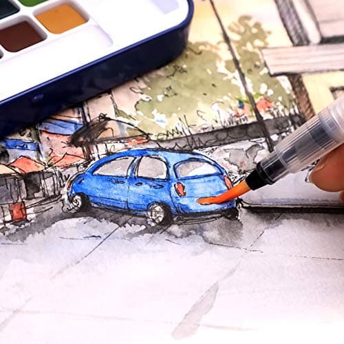 Artecho Lot de Peintures Pour Aquarelle Avec Pinceau Inclus, 24 Couleurs Eclatantes, Léger et Portable, Idée Cadeau Parfaite Pour les Artistes Débutants ou Professionnels