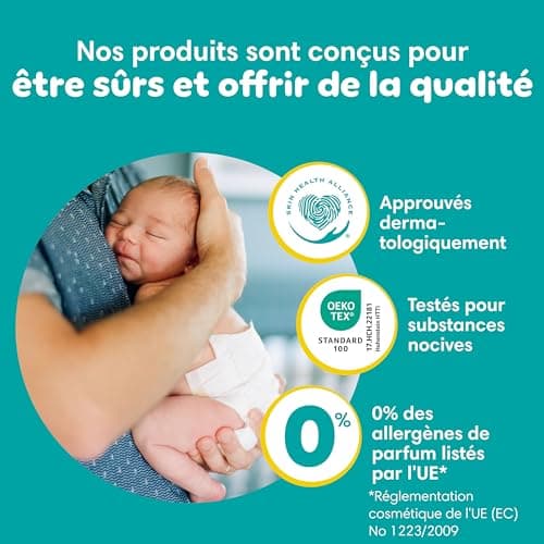 Pampers Baby-Dry, Taille 4, 204 Couches, 9-14kg, Une nuit jusqu'à 100% sans fuites avec la Poche Stop & Protect à l’arrière de la couche, Pack 1 Mois