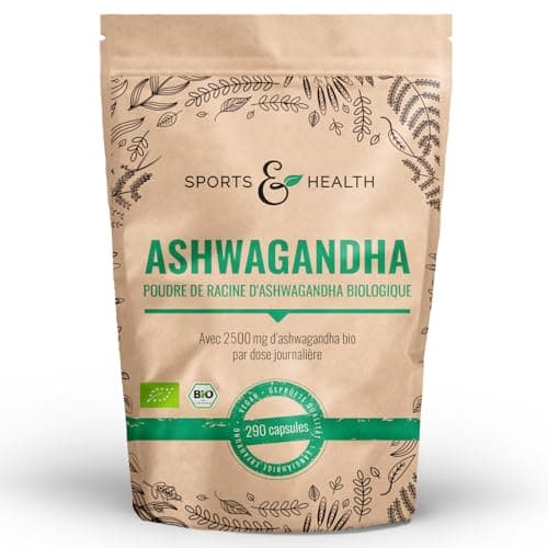 Gélules d'Ashwagandha BIO à forte dose - 290 gélules d'Ashwagandha BIO - Ashwagandha à forte dose Ashwaganda - Culture biologique contrôlée