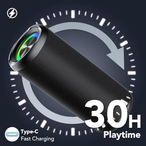 Taopodo Enceinte Bluetooth Portable 5.4 sans Fil avec Bass Puissantes, 30W Son Surround à 360 degrés, Autonomie 30 hrs,Appairage TWS, Haut Parleur Bluetooth étanche IP7,pour l'extérieur/La Fête/Voyage