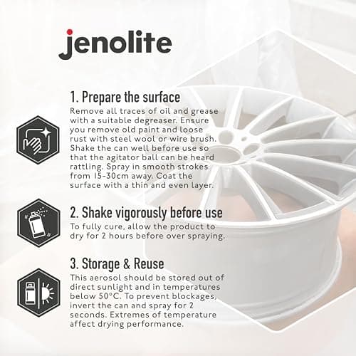 JENOLITE Peinture pour jantes en alliage | ARGENT | Rénover et restaurer les alliages automobiles | Résistant à la corrosion et aux éclats de pierre | 3 x 400ml