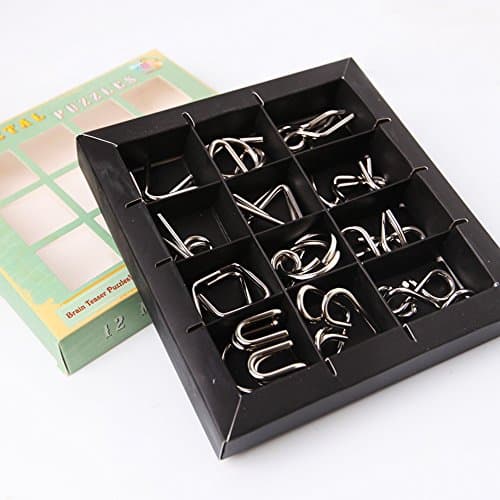 Gracelaza Casse-tête en Métal Set 12 Pièces - Jouet de Puzzle en Métal - Jouets d'intelligence éducative - Jouets pour des Enfants et des Adolescents