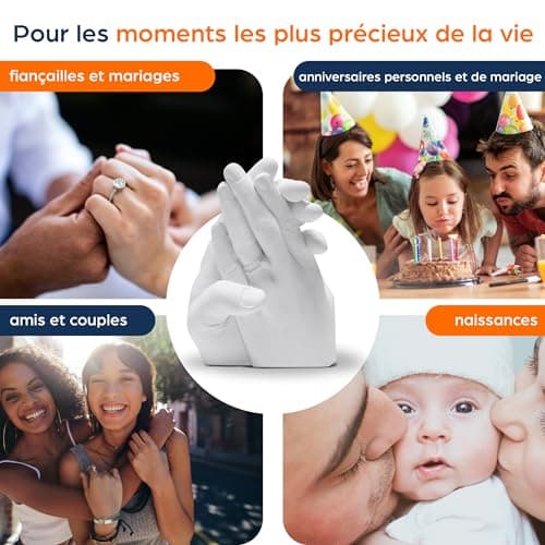Niimo Kit Moulage Main Couple - Idée Cadeau Femme, Idée Cadeau Homme, Cadeau Couple, Cadeau Mariage Personnalisé, Cadeau Maman, Kits de Moulage et d'Empreintes, Moule Main Couple, Kit Moulage 3D