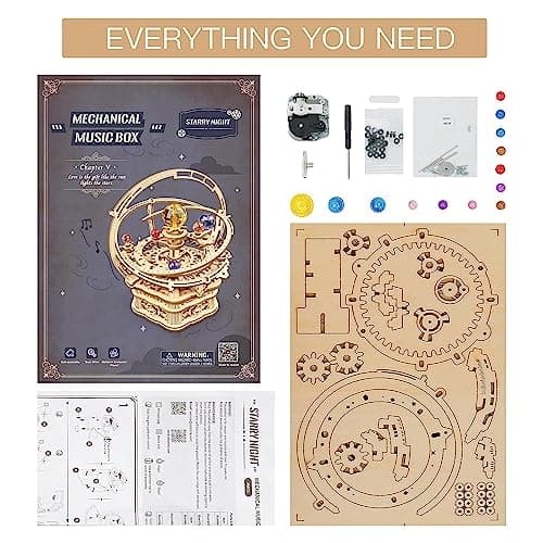 Robotime Puzzle 3D en Bois Mécanique - Boîte à Musique Astronomie Nuit étoilée - Kit Bricolage Artisanat - Cadeau pour Adolescents et Adultes - Cadeaux pour La Fête des Mères