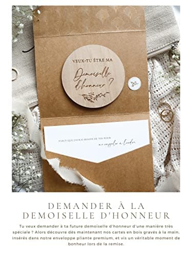 Joli Coon Veux-tu être ma demoiselle d'honneur carte en bois avec enveloppe dépliante et sceau - Demande temoin cadeau