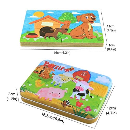 BBLIKE Jouet Puzzle pour Enfants, 4 Niveaux de Difficulté Différents, 9 Pièces, 12 Pièces, 15 Pièces, 20 Pièces, Jouet Éducatif Parfait pour Garçons Filles de 3 Ans + (Animaux de la Ferme)